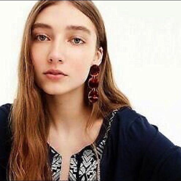 JCREW Resin Disc Drop Earrings NWT OS Caramel - Picture 4 of 5